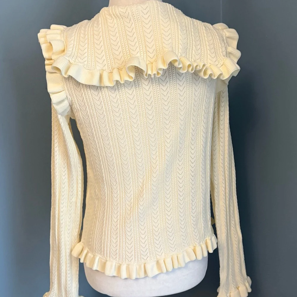 Zara Cream Ruffled Cardigan - Picture 10 of 14